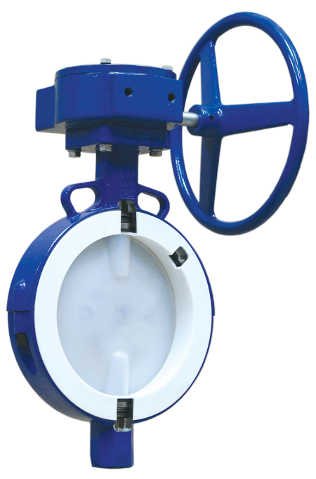 pfa lined butterfly valve gear operated fluoroseal p01